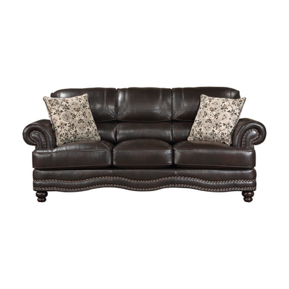 Homelegance Milford Sectional Sofa in Brown Faux Leather with Nailhead Trim 9268BRW-3
