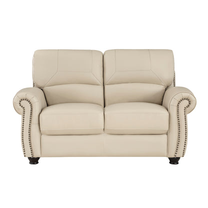 Homelegance Foxborough Loveseat in Cream Top Grain Leather 9269CR-2