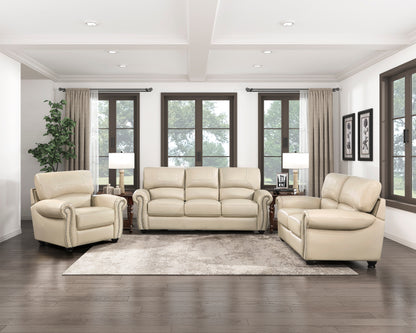 Homelegance Foxborough Accent Chair in Cream Leather with Nailhead Trim 9269CR-1