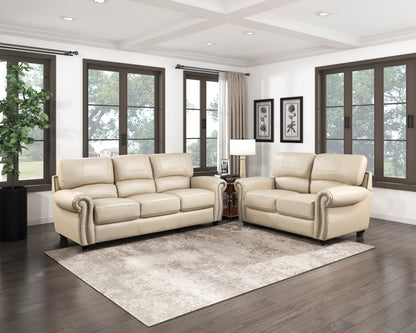Homelegance Foxborough Loveseat in Cream Top Grain Leather 9269CR-2