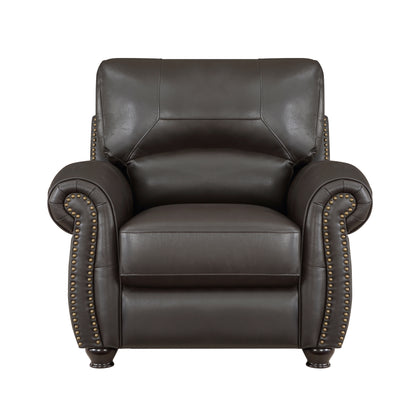 Homelegance Foxborough Dark Brown Accent Chair with Nailhead Trim 9269DB-1