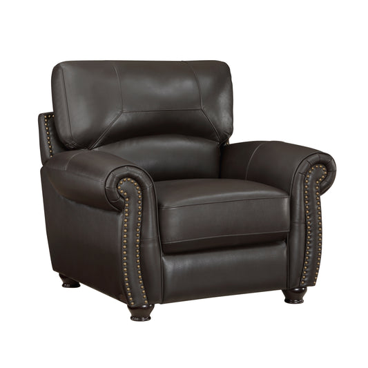 Homelegance Foxborough Dark Brown Accent Chair with Nailhead Trim 9269DB-1