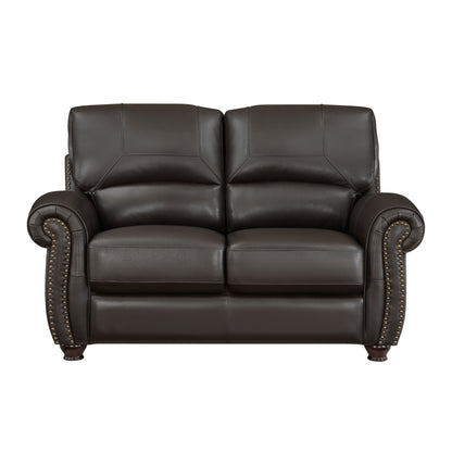 Homelegance Foxborough Loveseat in Dark Brown Leather 9269DB-2