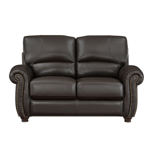 Homelegance Foxborough Loveseat in Dark Brown Leather 9269DB-2