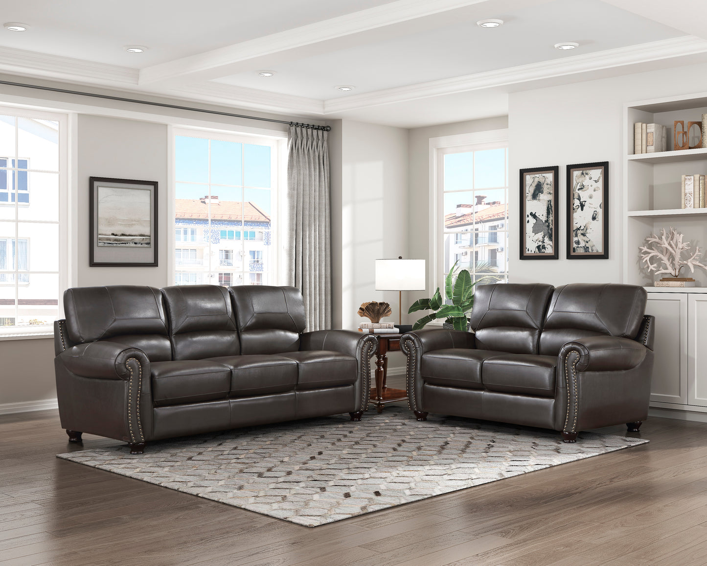 Homelegance Foxborough Loveseat in Dark Brown Leather 9269DB-2