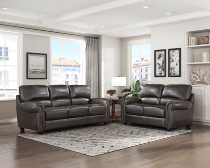 Homelegance Foxborough Loveseat in Dark Brown Leather 9269DB-2
