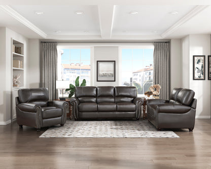 Homelegance Foxborough Loveseat in Dark Brown Leather 9269DB-2