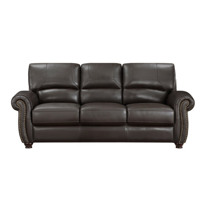 Homelegance Foxborough Dark Brown Top-Grain Leather Sectional Sofa 9269DB-3