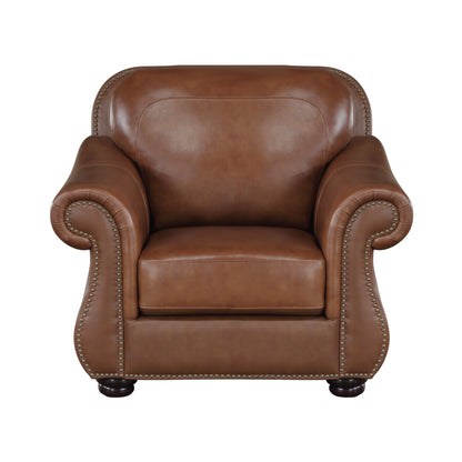 Homelegance Attleboro Accent Chair in Camel Brown Leather 9270BR-1
