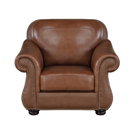 Homelegance Attleboro Accent Chair in Camel Brown Leather 9270BR-1