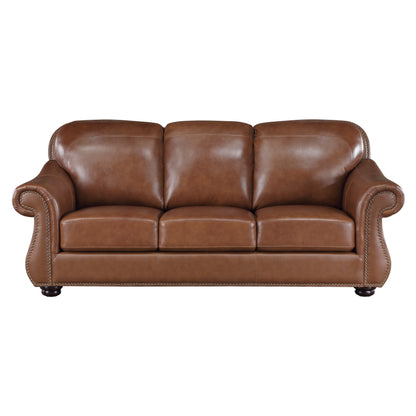 Homelegance Attleboro Sectional Sofa in Camel Brown Top-Grain Leather 9270BR-3