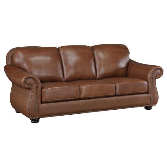 Homelegance Attleboro Sectional Sofa in Camel Brown Top-Grain Leather 9270BR-3