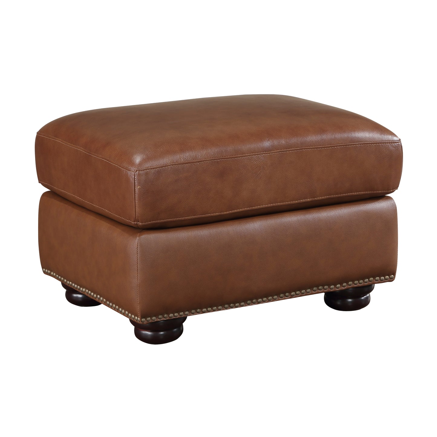 Homelegance Attleboro Ottoman Bench in Camel Brown Leather 9270BR-4
