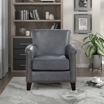Homelegance Braintree Accent Chair in Burnish Gray Leather 9278BGY-1