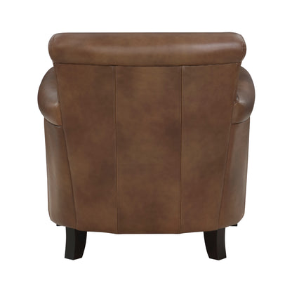 Homelegance Braintree Accent Chair in Brown Leather with Nailhead Trim 9278BRW1