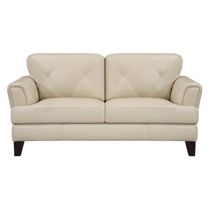 Homelegance Thierry Loveseat in Cream Leather with Tufted Detail 9279CRM-2