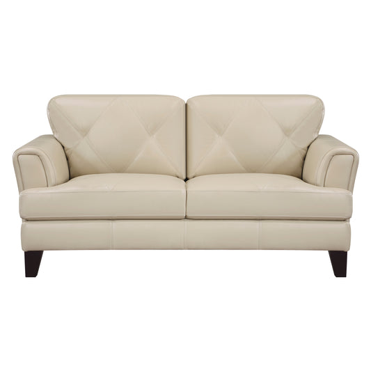 Homelegance Thierry Loveseat in Cream Leather with Tufted Detail 9279CRM-2