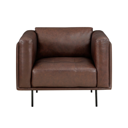 Homelegance Soren Accent Chair in Brown Leather with Tufted Detail 9280BR-1