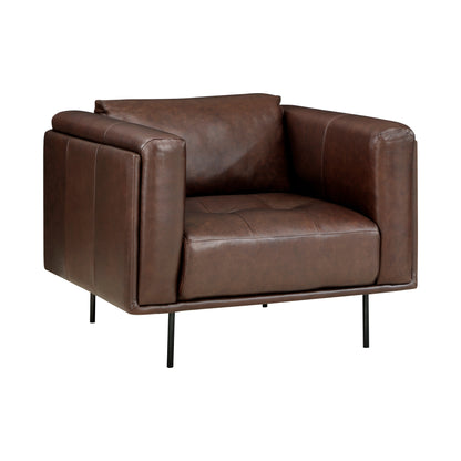 Homelegance Soren Accent Chair in Brown Leather with Tufted Detail 9280BR-1