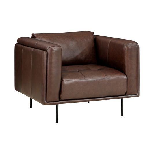Homelegance Soren Accent Chair in Brown Leather with Tufted Detail 9280BR-1