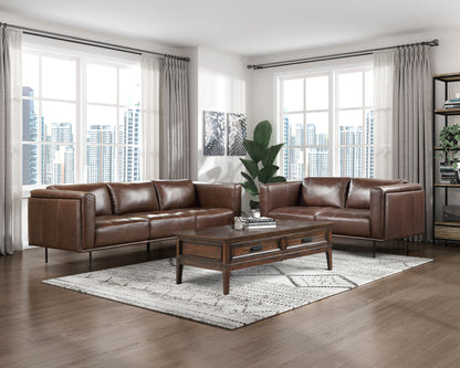Homelegance Soren Sectional Sofa in Brown Top-Grain Leather 9280BR-3