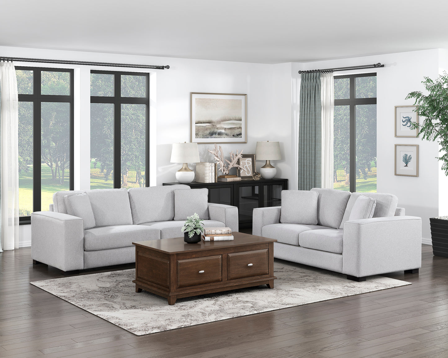 Homelegance Solaris Loveseat in Textured Gray Upholstery 9288GY-2