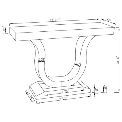 Saanvi U-shaped Mirrored Entryway Console Table Silver
