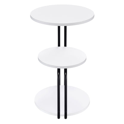 Hilly 3-tier Round Accent Side Table White and Black