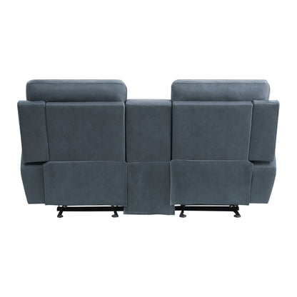 Homelegance Clifton Blue Glider Reclining Loveseat with Center Console 9301BUE-2