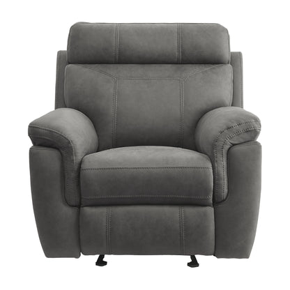 Homelegance Clifton Glider Recliner Chair in Pewter Polished Microfiber 9301GRY-1