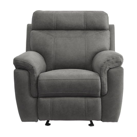 Homelegance Clifton Glider Recliner Chair in Pewter Polished Microfiber 9301GRY-1