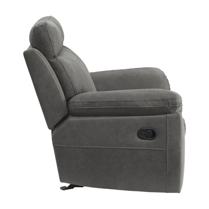 Homelegance Clifton Glider Recliner Chair in Pewter Polished Microfiber 9301GRY-1