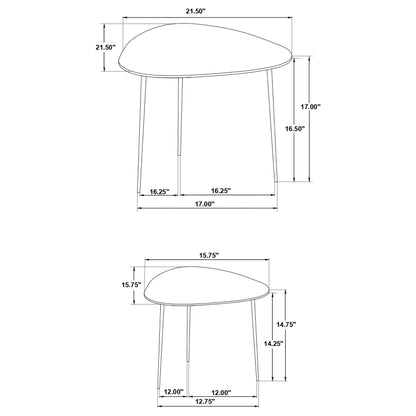 Tobias 2-piece Triangular Marble Top Nesting Table Green