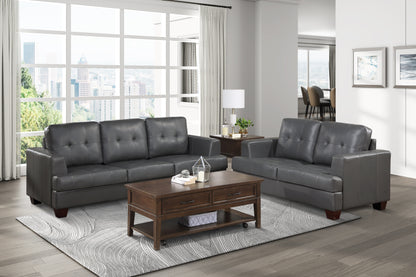 Homelegance Hinsall Loveseat in Premium Gray Faux Leather 9309GY-2