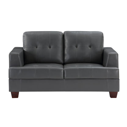 Homelegance Hinsall Loveseat in Premium Gray Faux Leather 9309GY-2