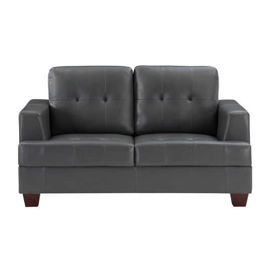 Homelegance Hinsall Loveseat in Premium Gray Faux Leather 9309GY-2