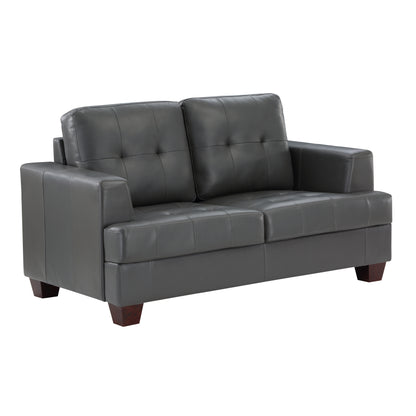 Homelegance Hinsall Loveseat in Premium Gray Faux Leather 9309GY-2