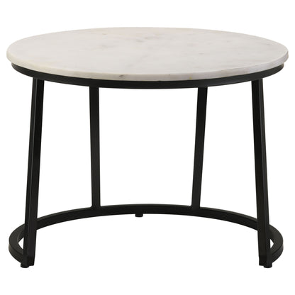 Miguel Round Marble Top Coffee Table White and Black
