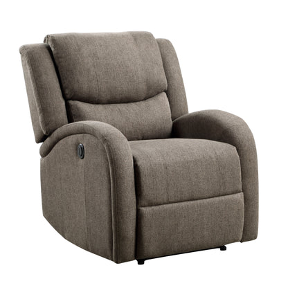 Homelegance Foxcroft Reclining Chair Power Recliner in Brown Chenille 9316BR-1PW