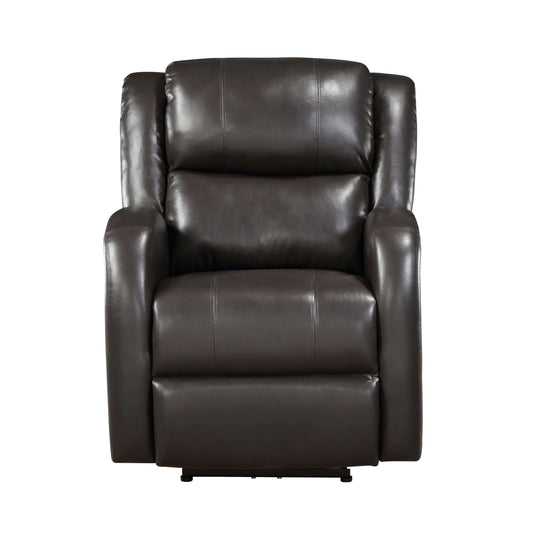 Homelegance Foxcroft Reclining Chair Power Recliner in Brown Faux Leather 9316PUBR-1PW