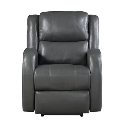 Homelegance Foxcroft Reclining Chair Power Recliner in Gray Faux Leather 9316PUGY-1PW