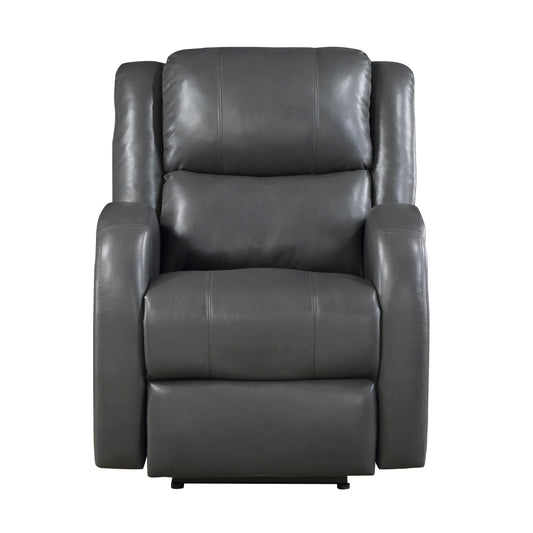 Homelegance Foxcroft Reclining Chair Power Recliner in Gray Faux Leather 9316PUGY-1PW