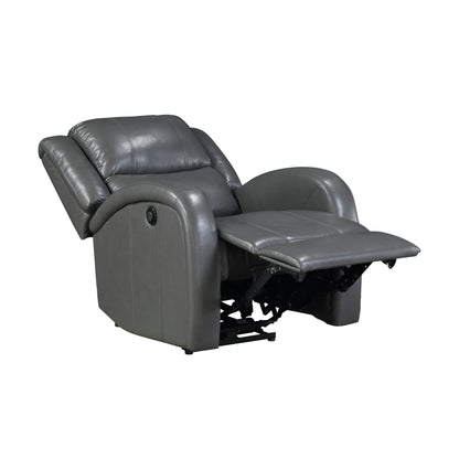 Homelegance Foxcroft Reclining Chair Power Recliner in Gray Faux Leather 9316PUGY-1PW
