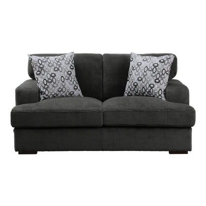 Homelegance Rivermeade Loveseat Gray Textured Microfiber 9318CBN-2