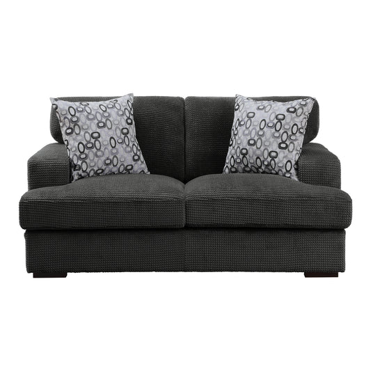Homelegance Rivermeade Loveseat Gray Textured Microfiber 9318CBN-2