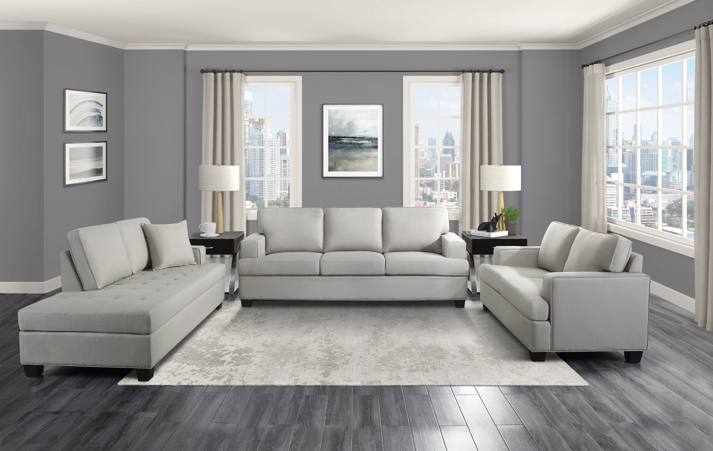 Homelegance Elmont Loveseat in Textured Khaki Fabric 9327KH-2