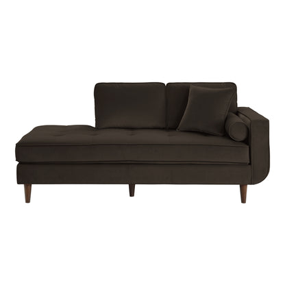 Homelegance Rand Chocolate Velvet Chaise with Matching Pillows 9329CH-5