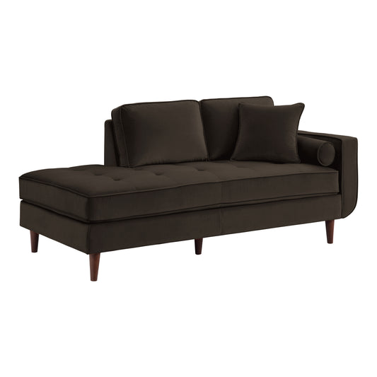 Homelegance Rand Chocolate Velvet Chaise with Matching Pillows 9329CH-5