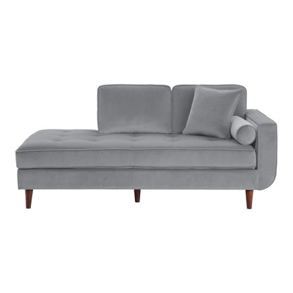 Homelegance Rand Gray Velvet Chaise with Matching Pillows 9329GY-5