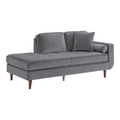 Homelegance Rand Gray Velvet Chaise with Matching Pillows 9329GY-5